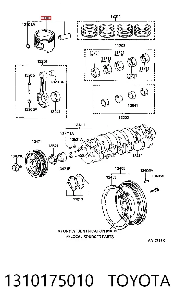 Поршень в комплекті на 1 циліндр, STD 1310175010 Toyota