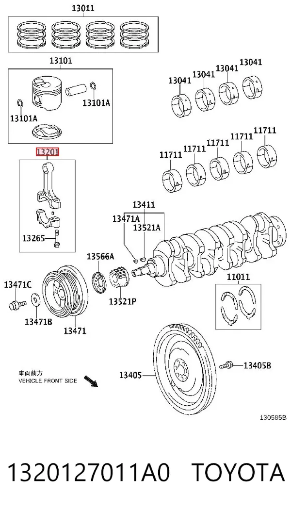 Шатун поршня двигуна 1320127011A0 Toyota