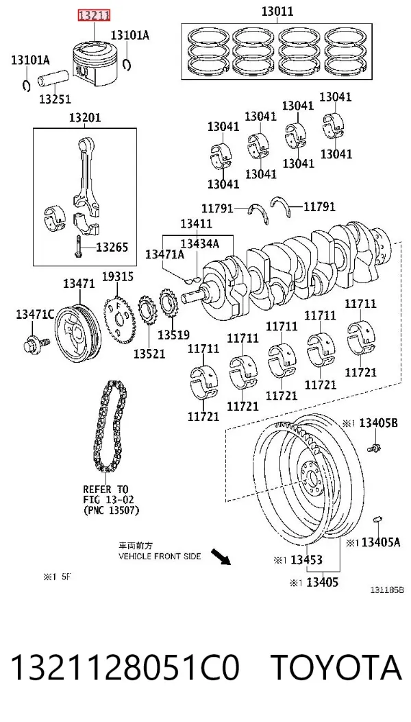 Поршень з пальцем без кілець, STD 1321128051C0 Toyota