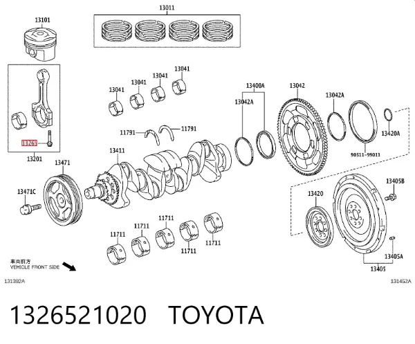 Болт шатуна 1326521020 Toyota