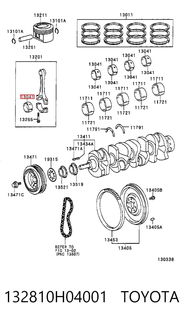 Вкладиші шатунні 132810H04001 Toyota