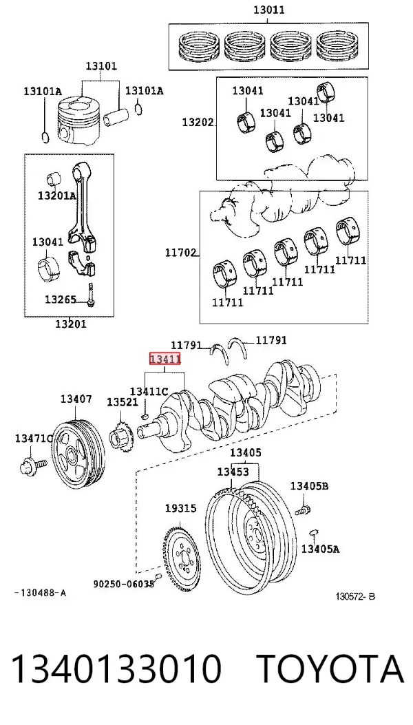 Колінвал 1340133010 Toyota