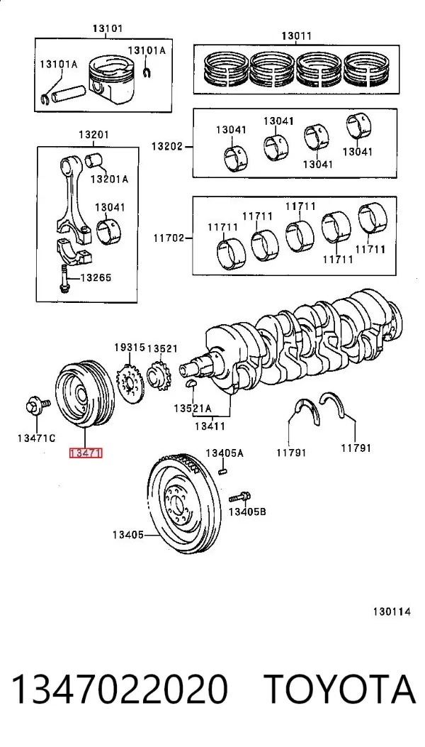 Шків колінвала 1347022020 Toyota
