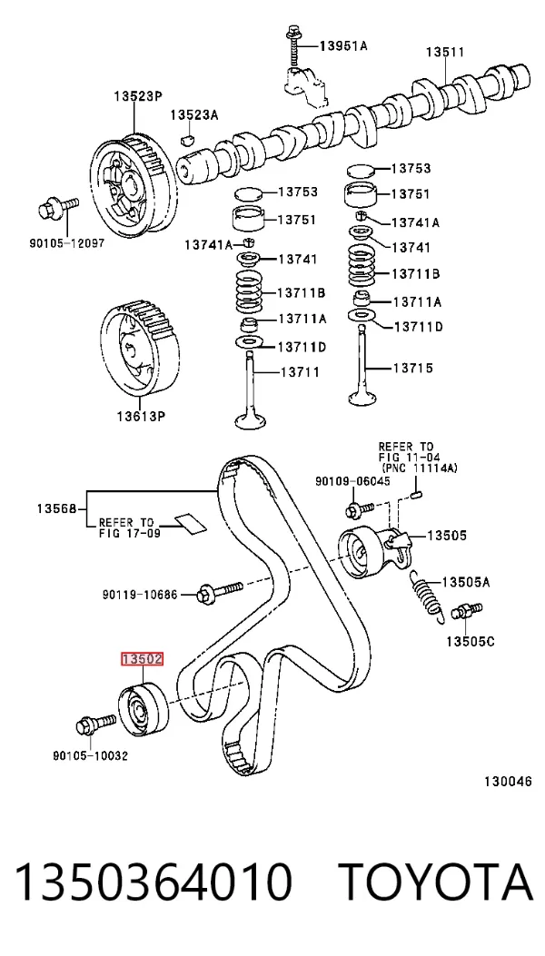 Ролик паразитний ГРМ 1350364010 Toyota