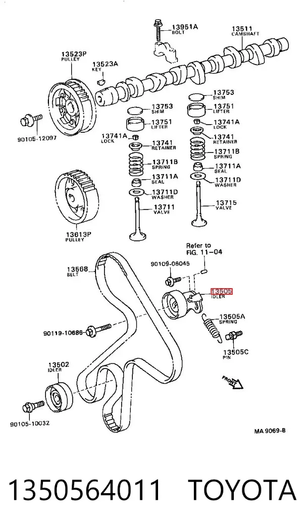 Ролик натягувача ременя ГРМ 1350564011 Toyota
