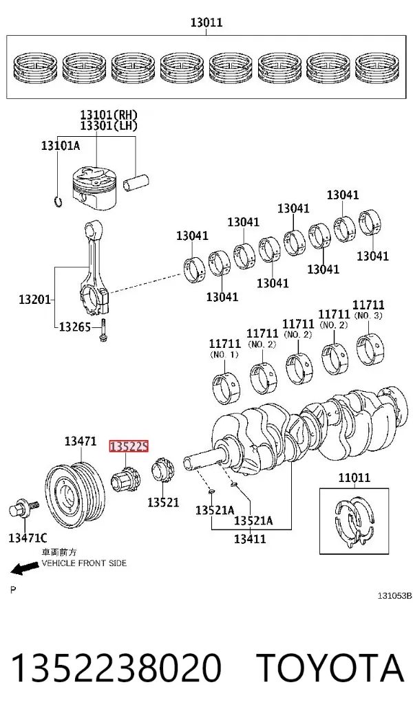 Зірка-шестерня приводу коленвалу двигуна 1352238020 Toyota