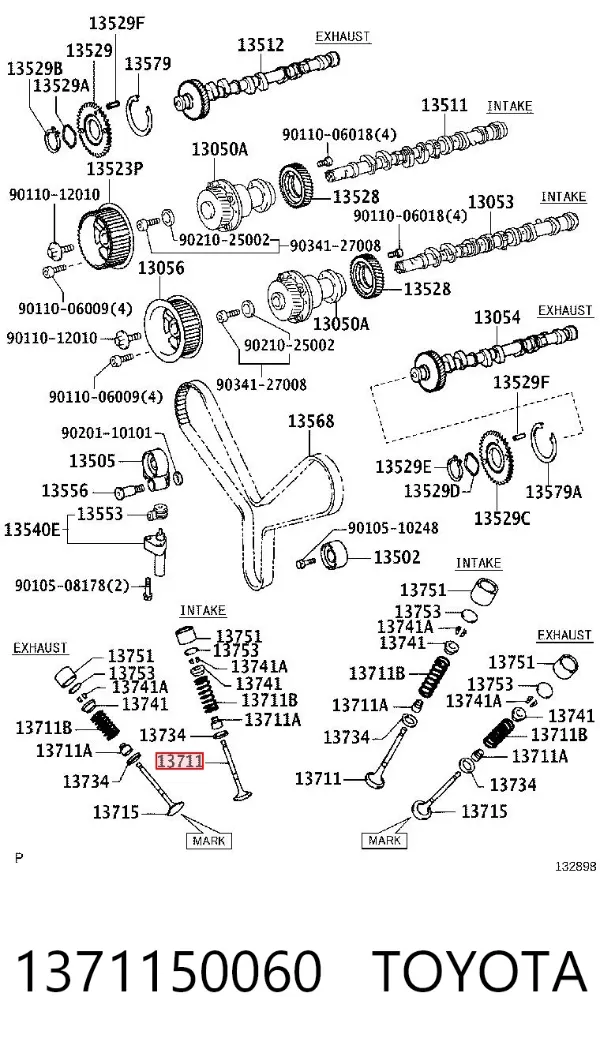 Клапан впускний 1371150060 Toyota