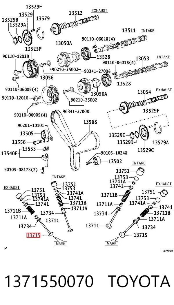 Клапан випускний 1371550070 Toyota