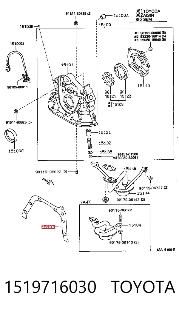 Прокладка масляного насосу 1519716030 Toyota