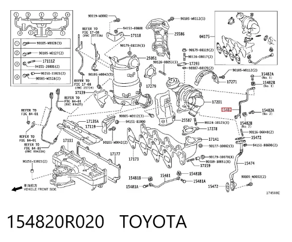 Трубка/шланг подачі масла до турбіни 154820R020 Toyota