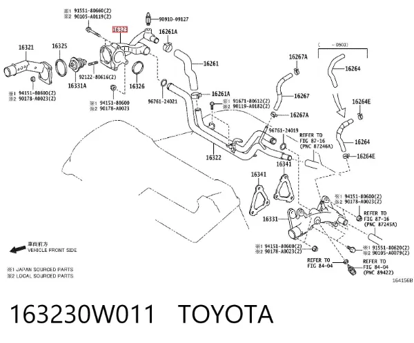 Корпус термостата 163230W011 Toyota
