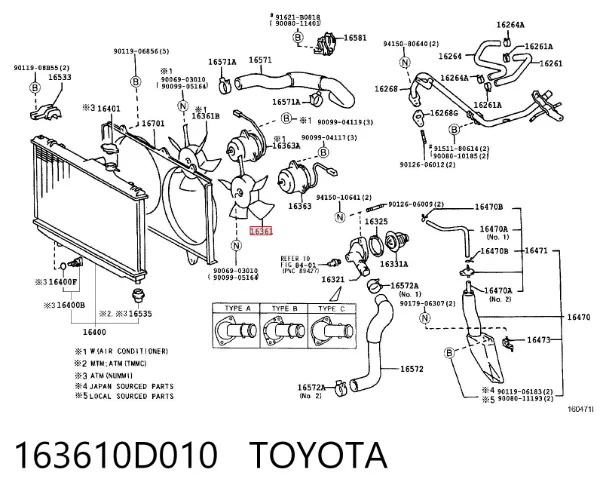 Двигун вентилятора системи охолодження, лівий 163610D010 Toyota