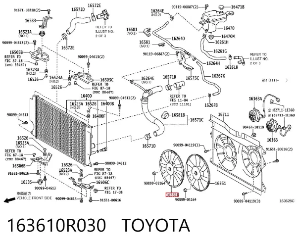 Вентилятор/крильчатка радіатора охолодження, правий 163610R030 Toyota