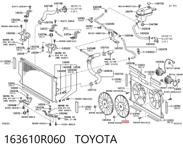 Вентилятор/крильчатка радіатора охолодження 163610R060 Toyota