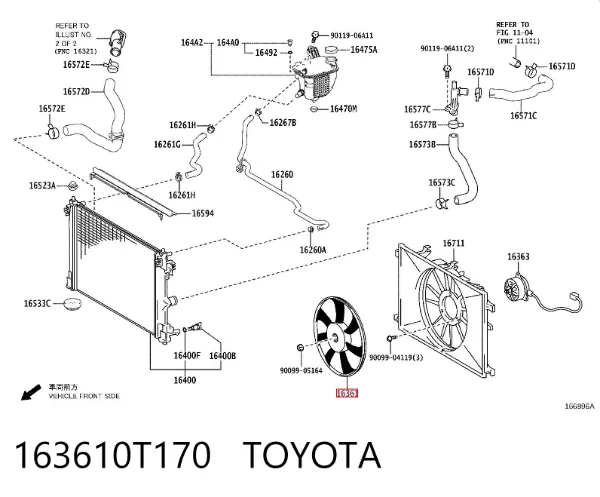 Вентилятор/крильчатка радіатора охолодження 163610T170 Toyota