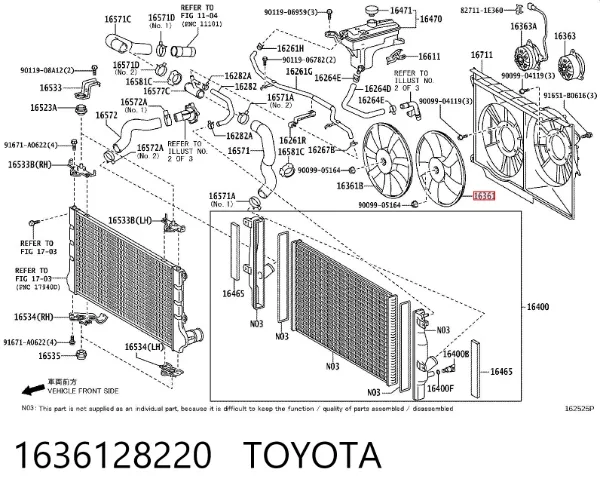 Вентилятор/крильчатка радіатора охолодження, лівий 1636128220 Toyota
