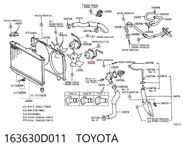 Двигун вентилятора системи охолодження, лівий 163630D011 Toyota