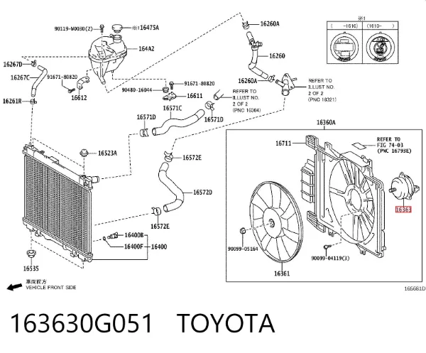 Двигун вентилятора системи охолодження 163630G051 Toyota