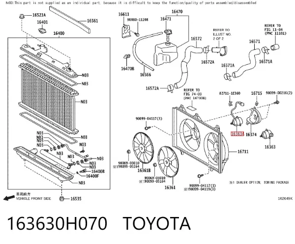 Двигун вентилятора системи охолодження, правий 163630H070 Toyota