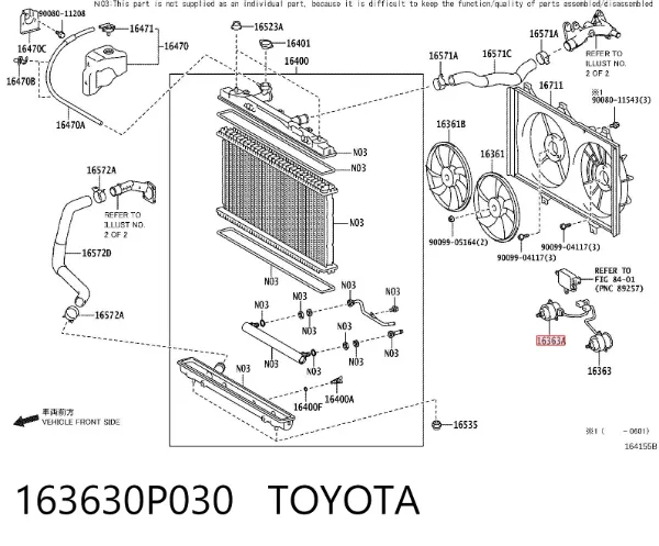 Двигун вентилятора системи охолодження, правий 163630P030 Toyota