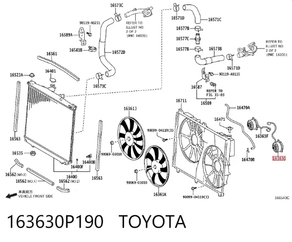 Двигун вентилятора системи охолодження, лівий 163630P190 Toyota