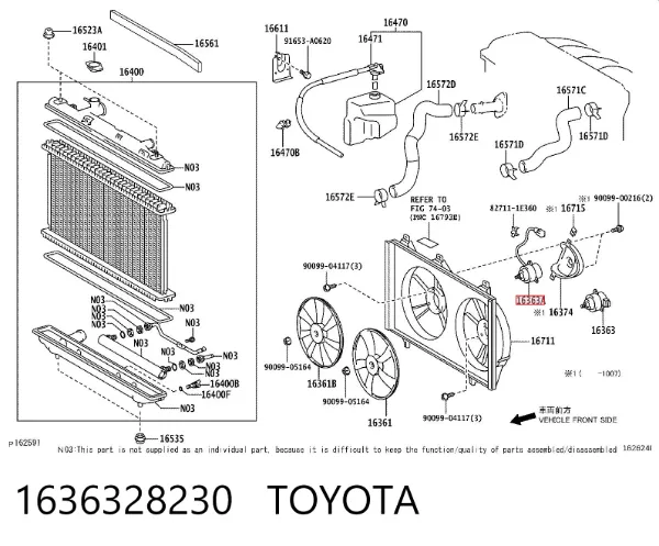 Двигун вентилятора системи охолодження, правий 1636328230 Toyota
