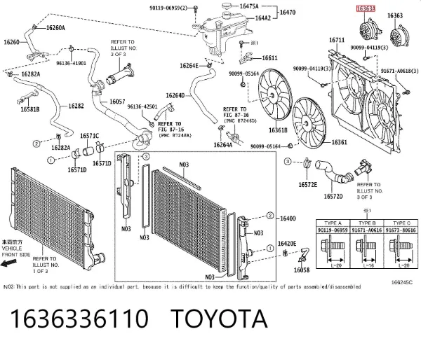Двигун вентилятора системи охолодження, правий 1636336110 Toyota