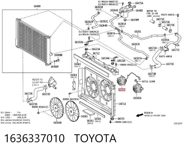 Двигун вентилятора системи охолодження, правий 1636337010 Toyota