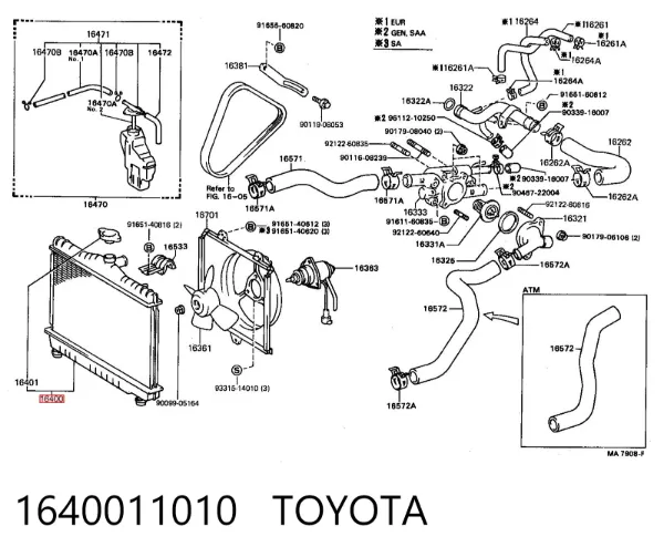 Радіатор 1640011010 Toyota