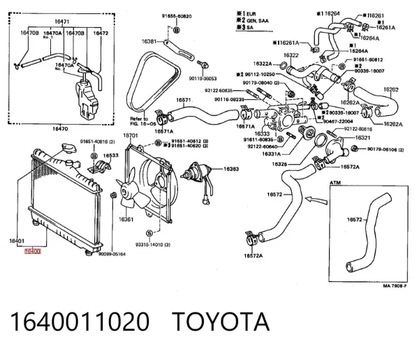 Радіатор 1640011020 Toyota