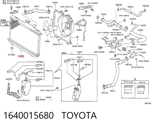 Радіатор 1640015680 Toyota