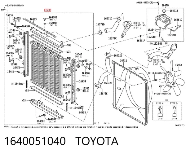 Радіатор 1640051040 Toyota