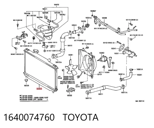 Радіатор 1640074760 Toyota