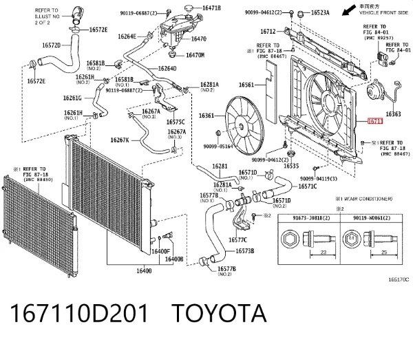 Дифузор (кожух) радіатора кондиціонера 167110D201 Toyota