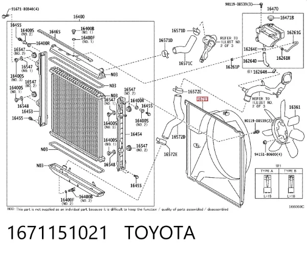 Дифузор (кожух) радіатора охолодження 1671151021 Toyota