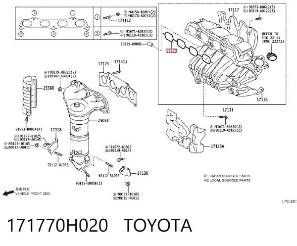 Прокладка впускного колектора 171770H020 Toyota