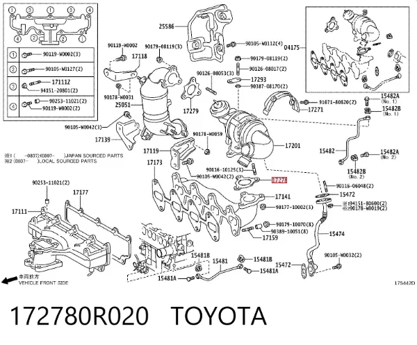 Прокладка турбіни вихлопних газів, впуск 172780R020 Toyota