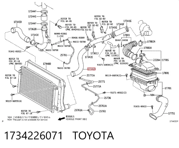 Шланг/патрубок интеркуллера 1734226071 Toyota