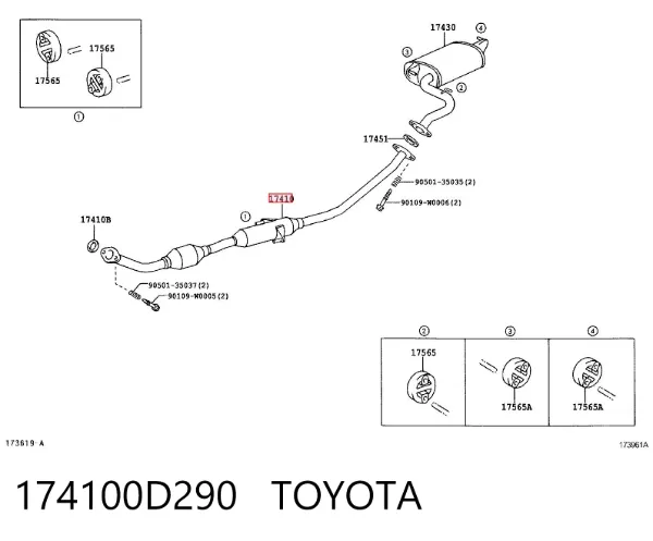Глушник, передня частина 174100D290 Toyota