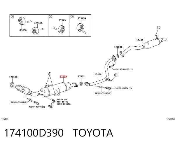 Глушник, передня частина 174100D390 Toyota