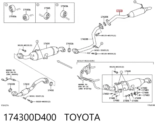 Глушник, задня частина 174300D400 Toyota