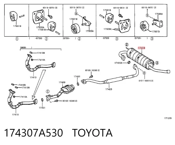 Глушник, задня частина 174307A530 Toyota