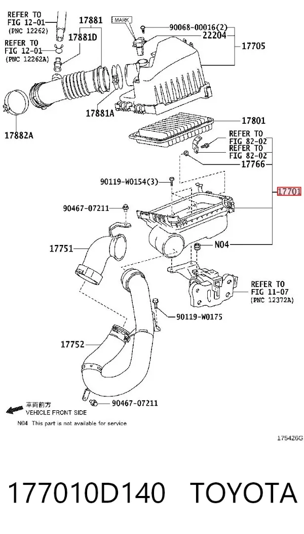 Корпус повітряного фільтра, нижня частина 177010D140 Toyota