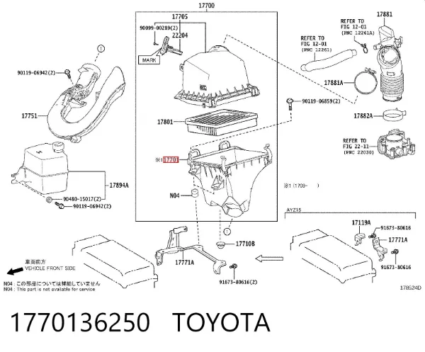 Корпус повітряного фільтра, нижня частина 1770136250 Toyota
