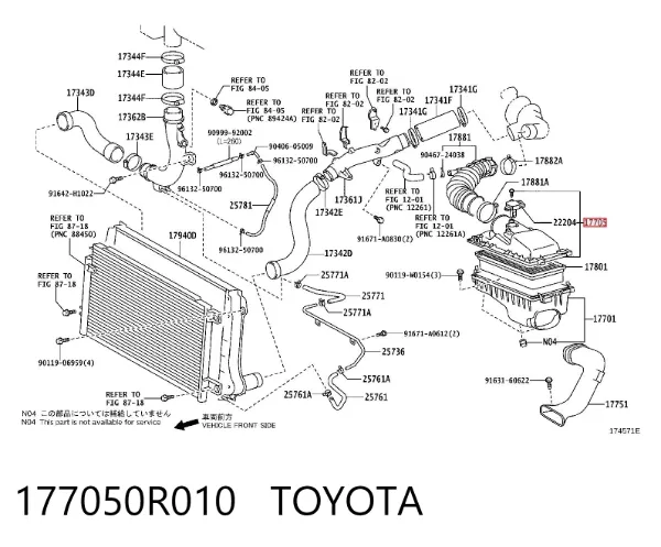 Корпус повітряного фільтра, верхня частина 177050R010 Toyota