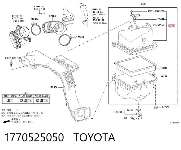 Корпус повітряного фільтра, верхня частина 1770525050 Toyota