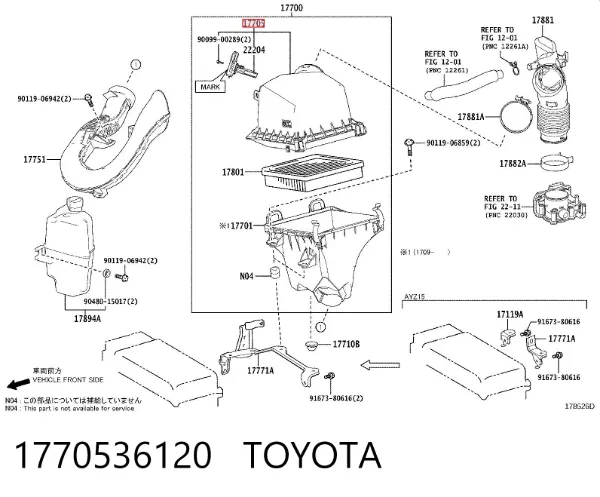 Корпус повітряного фільтра, верхня частина 1770536120 Toyota