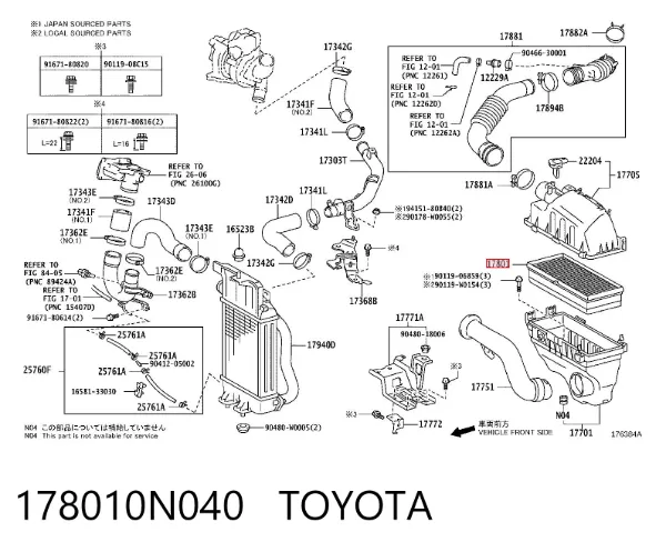 Повітряний фільтр 178010N040 Toyota