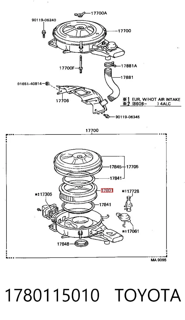 Повітряний фільтр 1780115010 Toyota