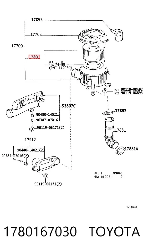Повітряний фільтр 1780167030 Toyota